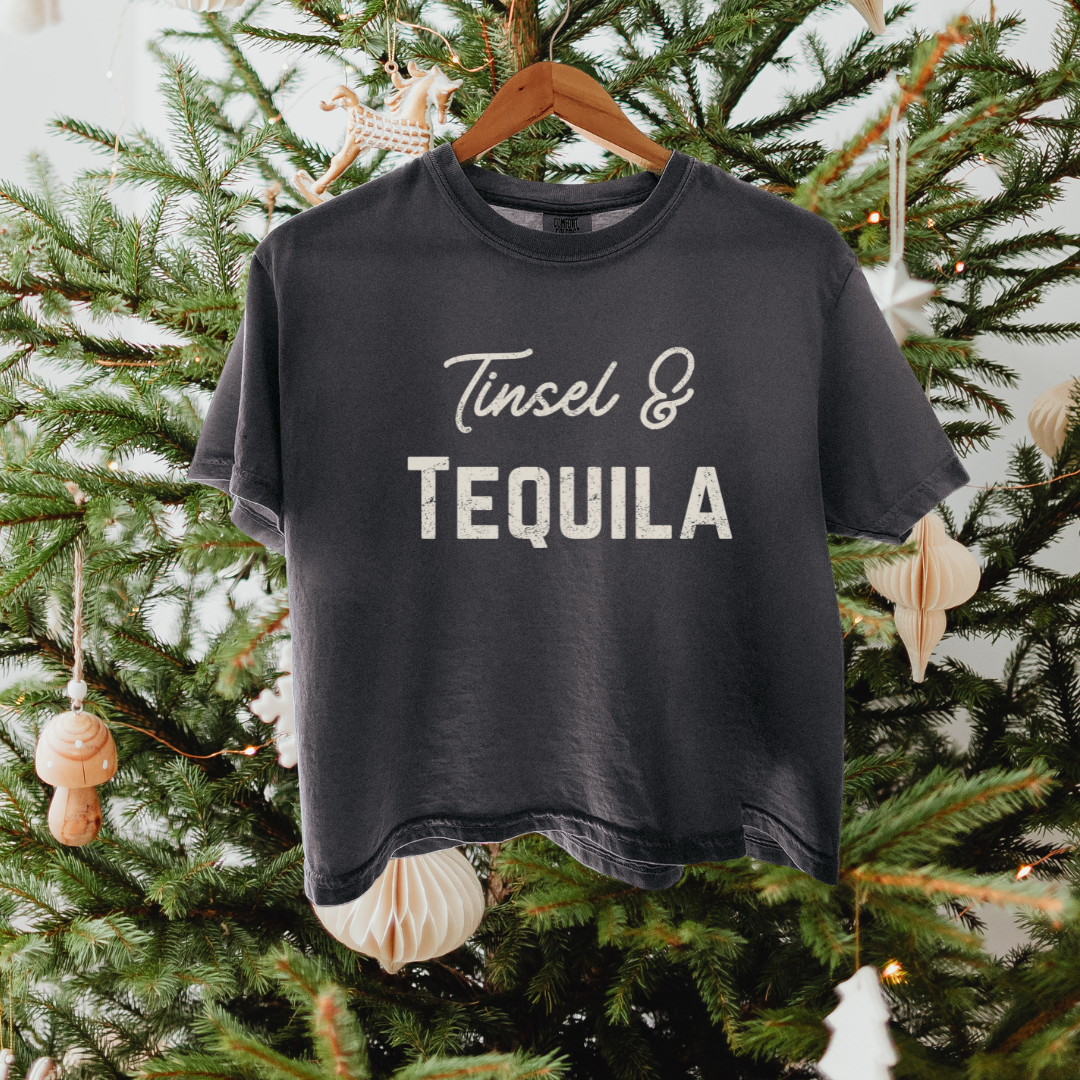 Tinsel & Tequila Cropped T-Shirt