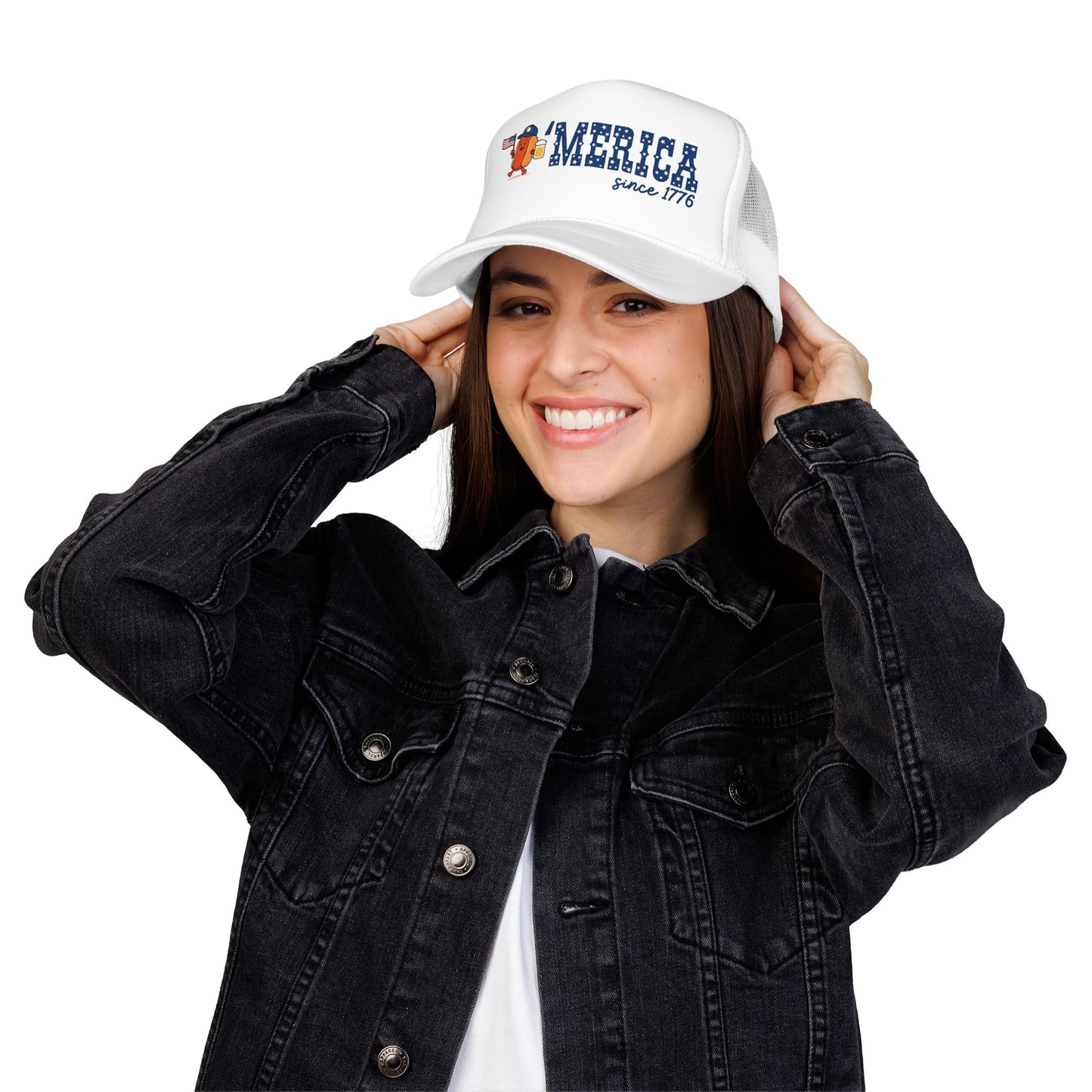 Merica Patriotic Hot Dog Trucker Hat