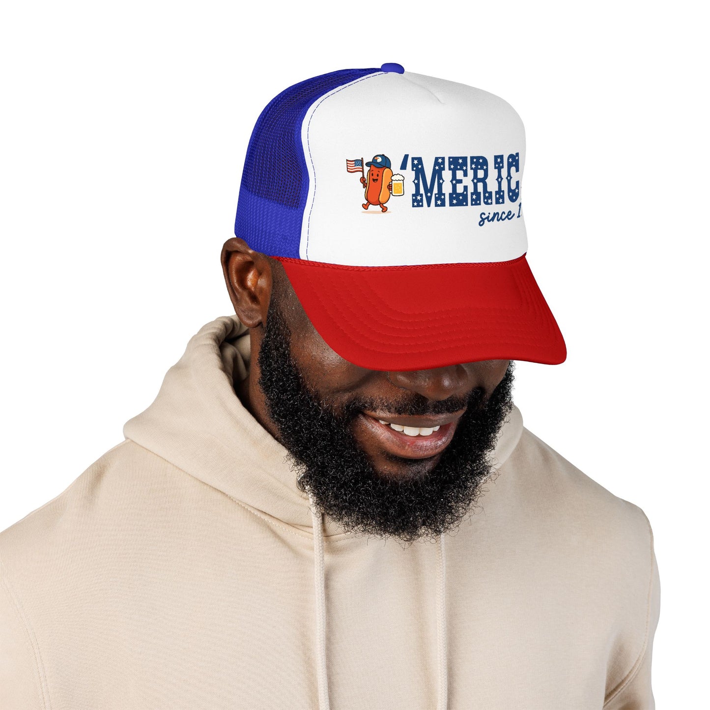 Merica Patriotic Hot Dog Trucker Hat