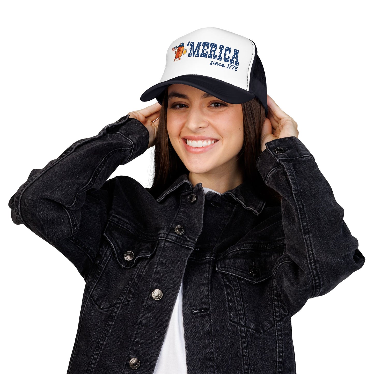Merica Patriotic Hot Dog Trucker Hat
