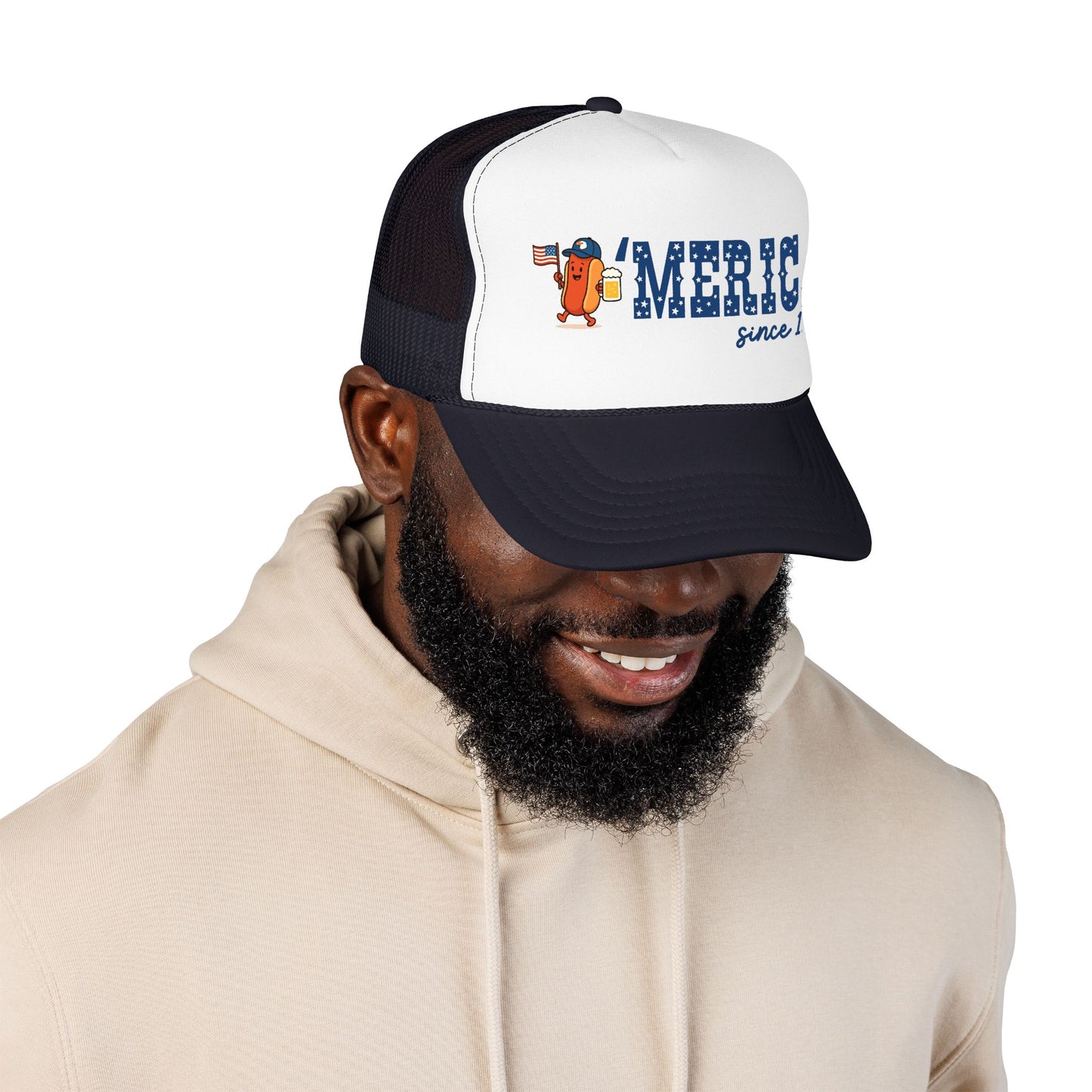 Merica Patriotic Hot Dog Trucker Hat