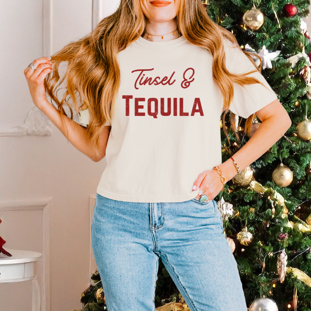 Tinsel & Tequila Cropped T-Shirt