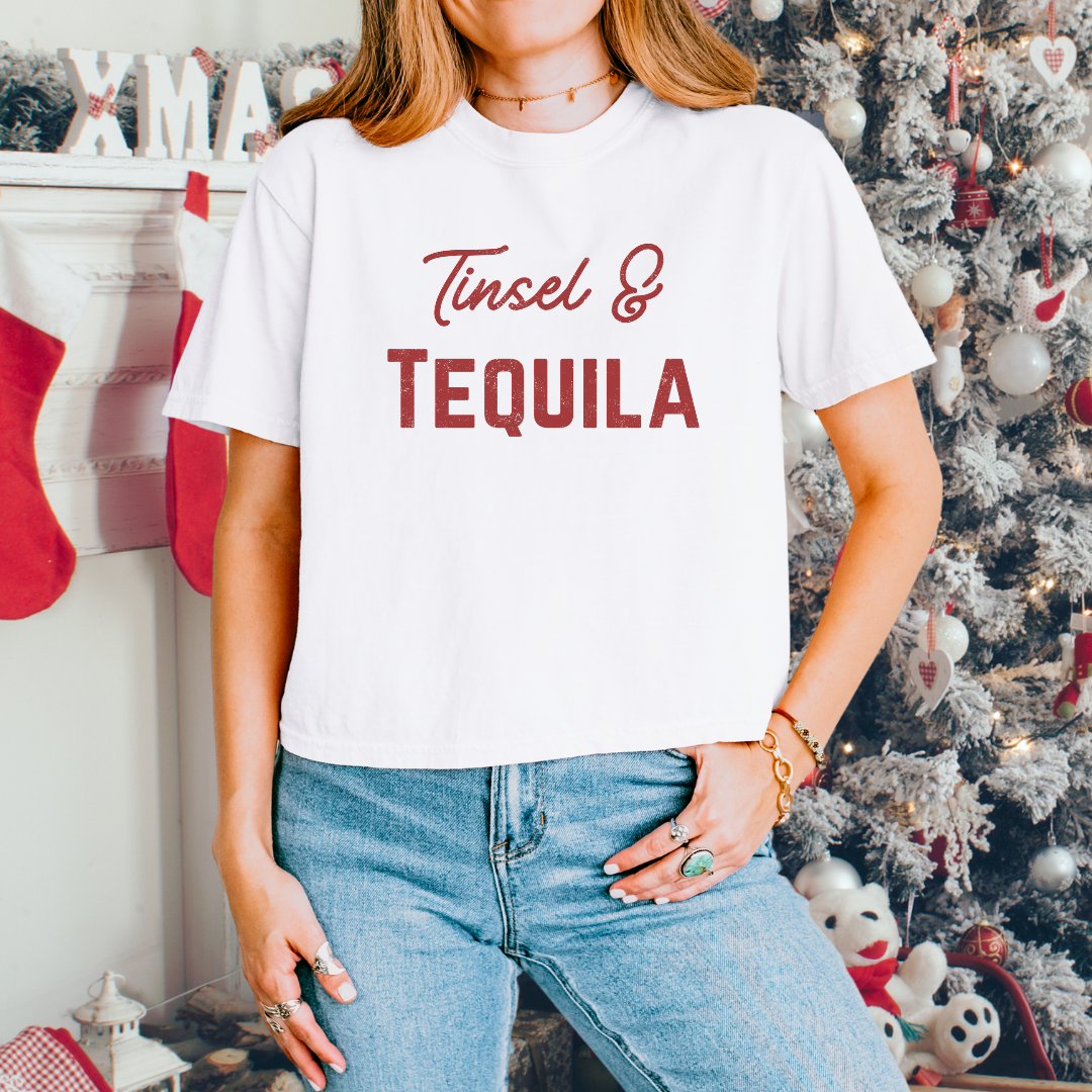 Tinsel & Tequila Cropped T-Shirt