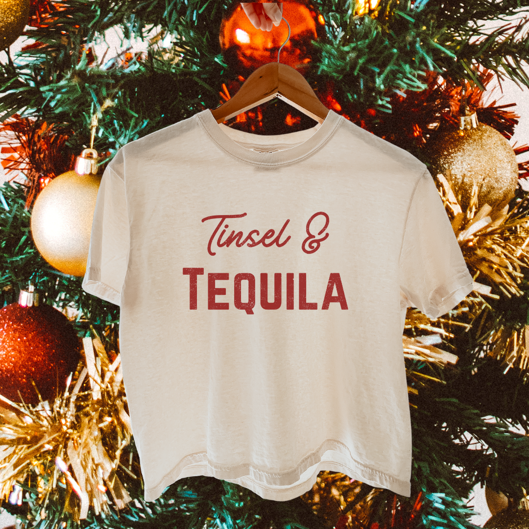 Tinsel & Tequila Cropped T-Shirt