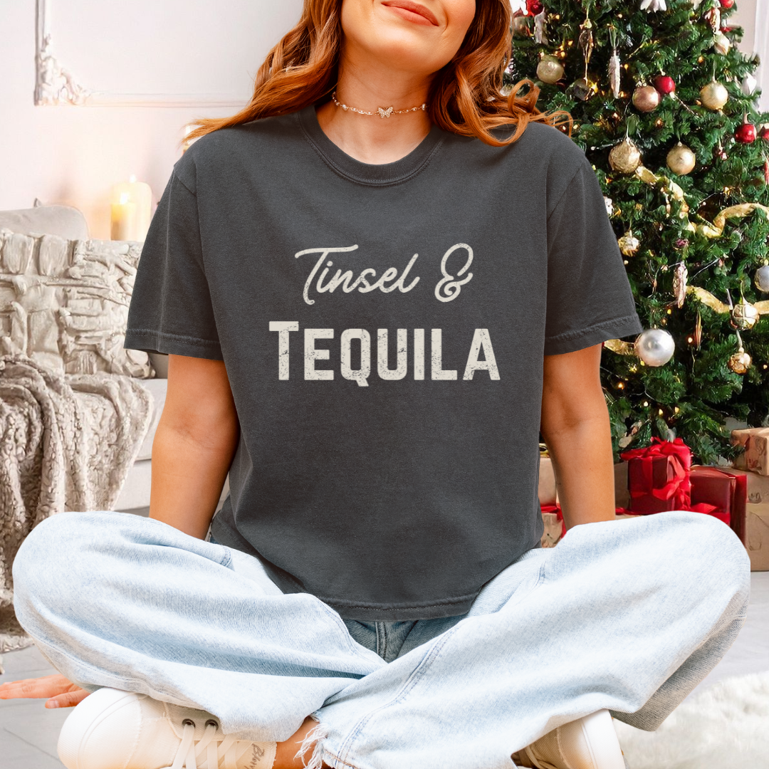 Tinsel & Tequila Cropped T-Shirt