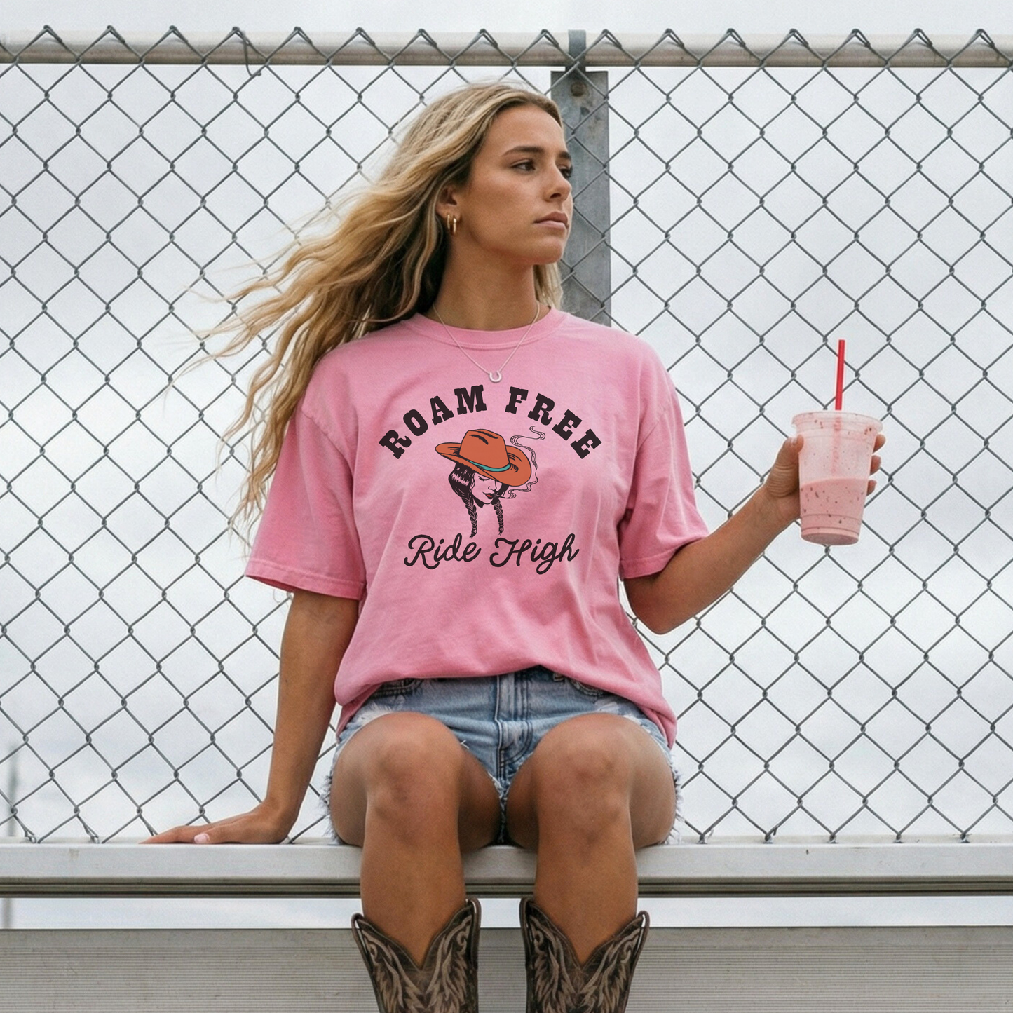 Roam Free Ride High Cowgirl Tee
