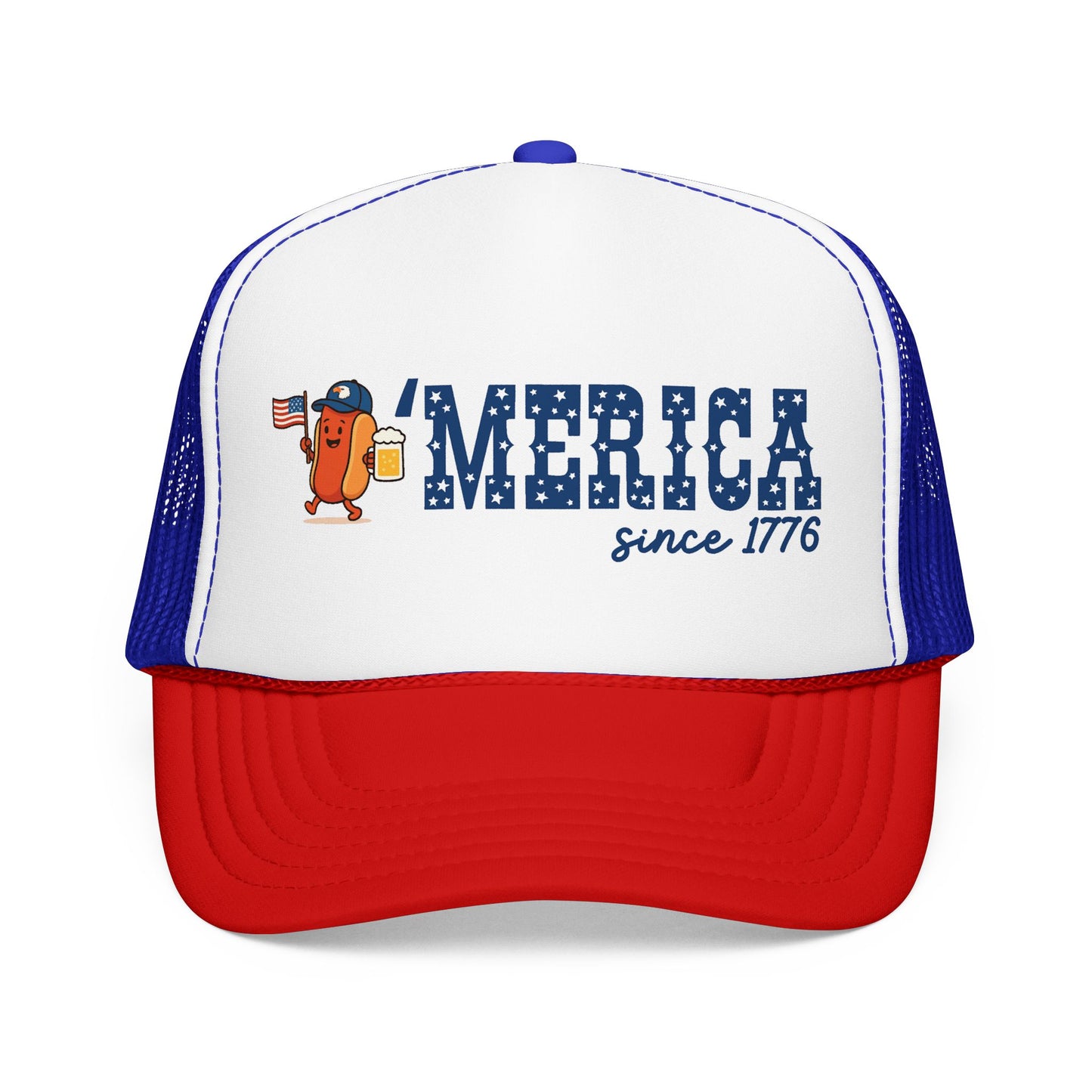 Merica Patriotic Hot Dog Trucker Hat